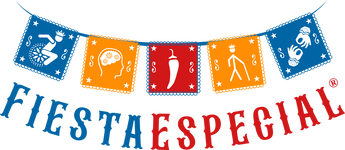 Fiesta Especial Logo featuring disability symbols in pica de papel and the words fiesta especial under